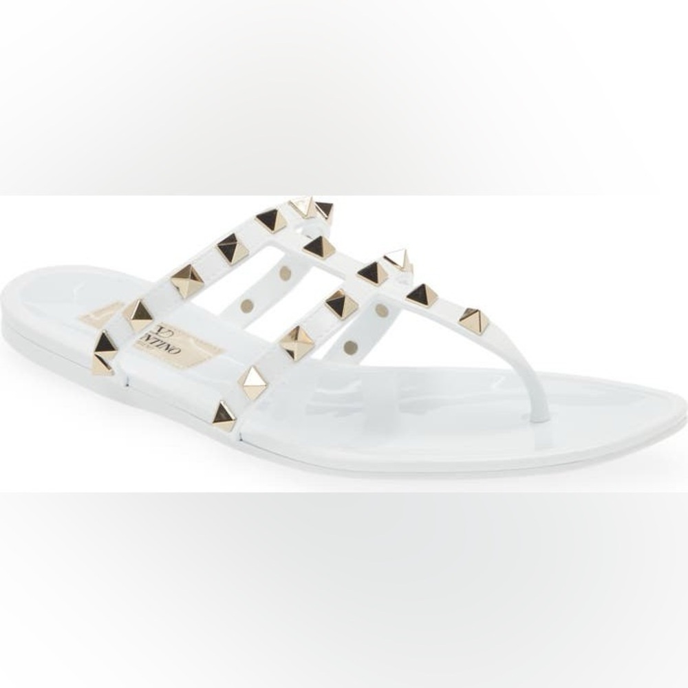 Valentino Garavani Rockstud Jelly Thong Sandals White EU 39